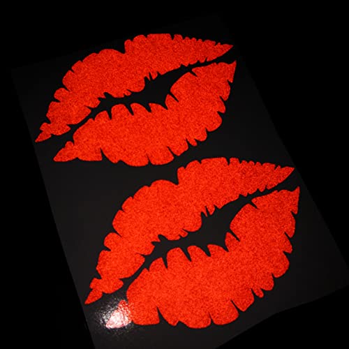 CUSHYSTORE 2X Lips Kiss Lady Sweet Girl Reflective Decal Sticker (3"x1.9", Red)