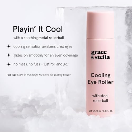 grace & stella Under Eye Brightener with Cooling Metal Rollerball - Centella Asiatica & Caffeine Eye Serum for Puffy Eyes - Travel Essentials - Under Eye Cream - Vegan Skincare (15ml / 0.51floz)