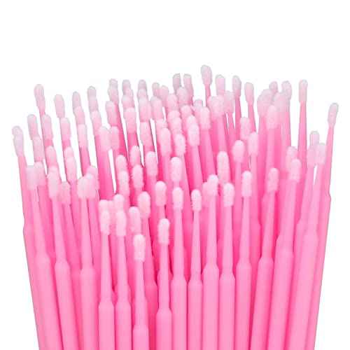 G2PLUS Micro Swabs - 100pcs Cotton Swabs for Makeup, Pink Disposable Applicators Brush for Nails, Eyeliner and Lash Tech Supplies
