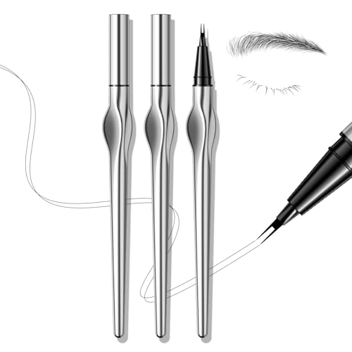 KYDA 2Pack Microblading Eyebrow Pencil with Dual-Brush Tip, Eyebrow Pencil with a 2-Fork Tip Applicator Creates Natural Looking Brows Effortlessly and Stays on All Day, Black