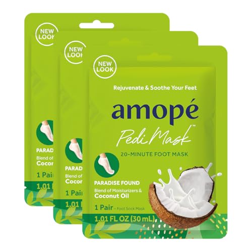 Amope PediMask Moisturizing Foot Mask Socks with Coconut Oil - 3 Pair