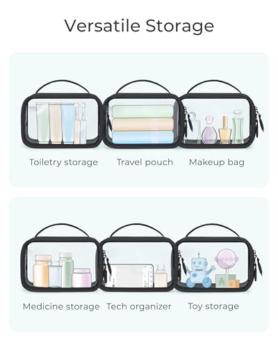 TSA-Approved Clear Toiletry Bag with Handle, 1 Quart