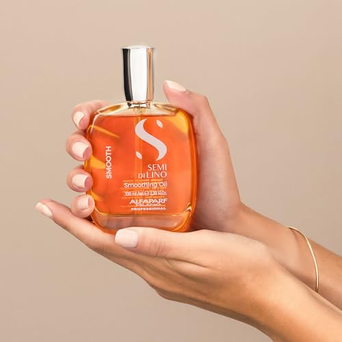 ALFAPARF MILANO Semi di Lino Smoothing Hair Oil Treatment - Frizz Control Oil to Brighten Hair + Protect from Heat & Humidity- Hair Serum for Damaged & Dry Hair (3.38 oz)