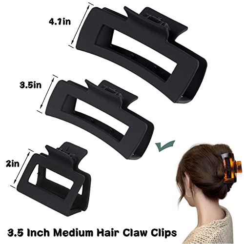 3.5 Inch Hair Claw Clips, 12 Pack Square Jaw Clips for Thick & Thin Hair