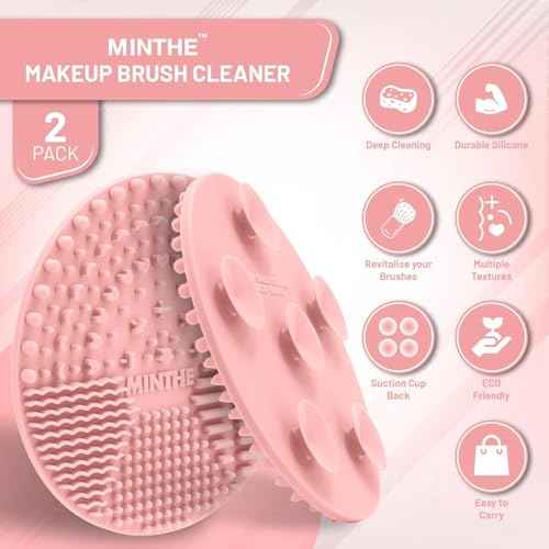 MINTHE¢â Makeup Brush Cleaner Mat | 2 Pack | Silicone Make up Cleaning Pad