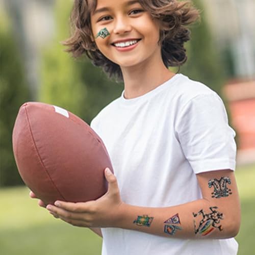 12 Sheets Football Sports Temporary Tattoos for Adult, American Football Themed Birthday Party Decorations Favors Supplies, Cartoon Foot ball Sports Tattoo Sticker Q1007