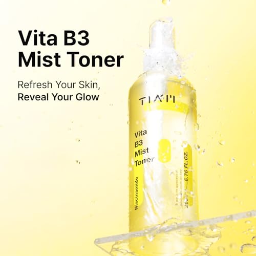 TIAM Vita B3 Mist Toner, 6.76 fl oz, Glow Boosting Facial Spray with Niacinamide, Tranexamic Acid, and Vitamin C for All Skin Types, Hydrating & Refreshing, Korean Skin Care