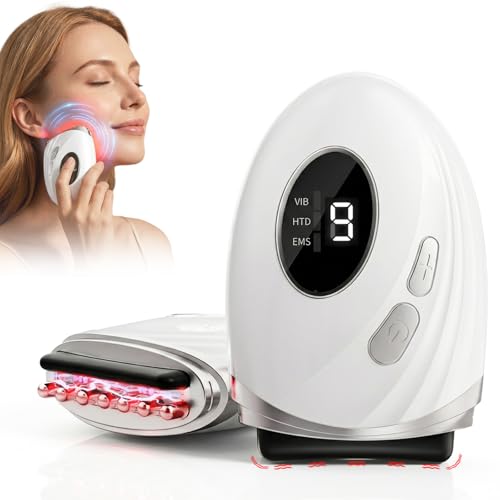VEZURZO 2-in-1 Heated Gua Sha Facial Massager for Jaw & Skin Toning