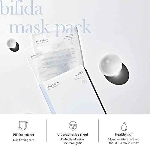 mixsoon Bifida Sheet Mask Pack Face Moisturizer Sheets Korean Glass Skin Care 1Pack (5ea)