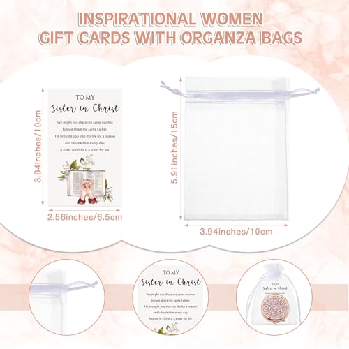 Geetery 10 Set Christian Gifts for Church Group Women Lady Mom Friend Bulk Rhinestone Sisters in Christ Compact Mirror Pocket Religious Faith Bible Verse Party Favors for Easter Mother Day(Rose Gold)