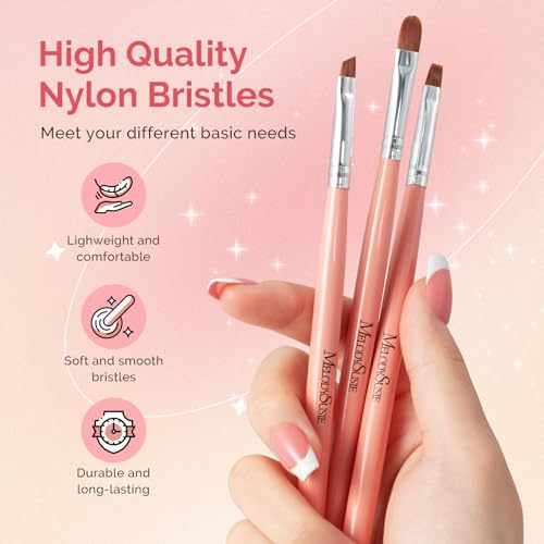 MelodySusie Orange 3-Pack Nail Art Clean Up Brushes for Manicure & Pedicure