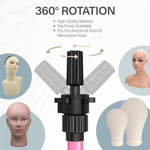 25 Inch Mannequin Head Tripod Stand with 360° Rotation
