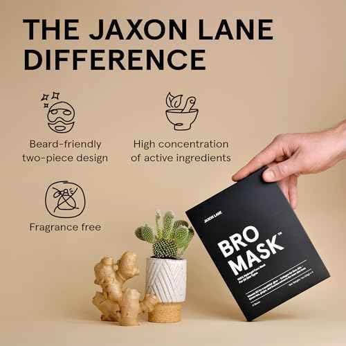 JAXON LANE BRO MASK Premium Korean Face Mask for Men (2 x 4 Pack) - Anti Aging Sheet Masks w/Hydrogel, Vitamin C, Hydrolyzed Collagen, & Hyaluronic Acid - Perfect Skin Care Stocking Stuffers for Men