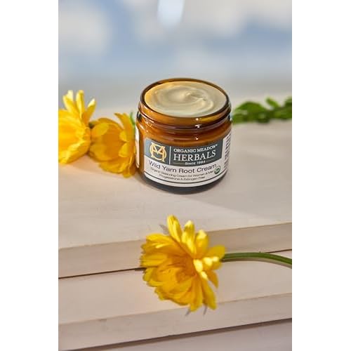 Organic Meadow Herbals Wild Yam Root Cream - USDA Certified Organic Balancing Cream for PMS & Menopause Relief - Estrogen & Progesterone-Free. Handmade by us. Woman-owned & Operated Since 1994 (2 oz)