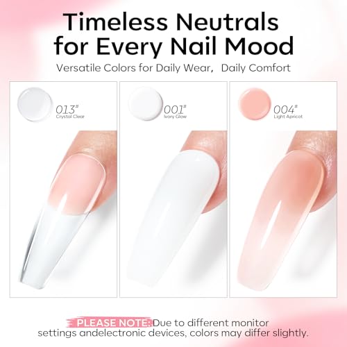 Poly Nail Gel Kit - 3 Colors with Slip Solution & Nail Forms