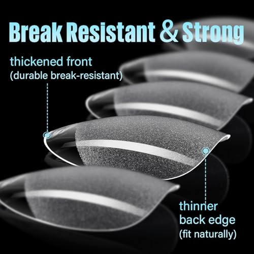 TOMICCA 240pcs Short Almond Press-On Nail Tips - Pre-Shaped Acrylic Clear Fake Nails