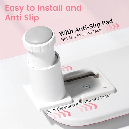 Quaferen 2nd Gen Pink Height-Adjustable U-Shaped Nail Arm Rest for Tech