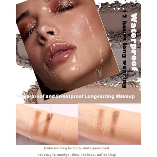 Eye Brow Powder Kit for Women,2 Colors Waterproof Eyebrow Powder Tinted Palette Brown Dark Brown Long-Lasting,Brow Fill&Sculpt Natural Eyebrow Contour Eyeshadow Mother¡¯s Gift with Brow Brush &Razor-03