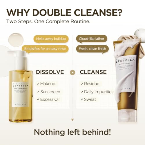 SKIN1004 Centella Double Cleansing Duo - Oil & Foam Face Wash for Sensitive Skin