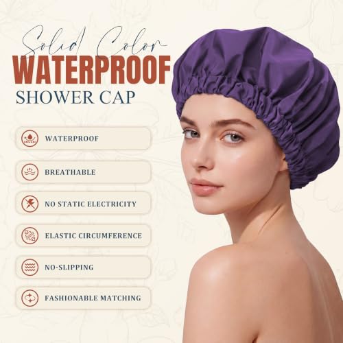 Waterproof Shower Cap for Women | Reusable Bonnet with Wide Elastic Band