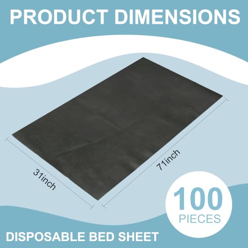 100 Pack Black Disposable Massage Table Sheets 31" x 71" Waterproof Bed Covers