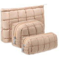 Huhumy 3-Piece Quilted Makeup Bag Set with Zipper