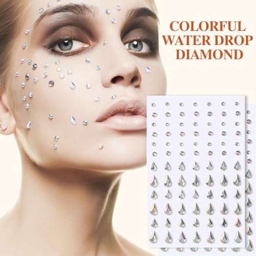 2 sets face gems, festive jewelry, hair accessory gems,pearl for face£¬gemstone self adhesive face£¬eyes, makeup, body adornment, essential items for party sparkle and style transformation