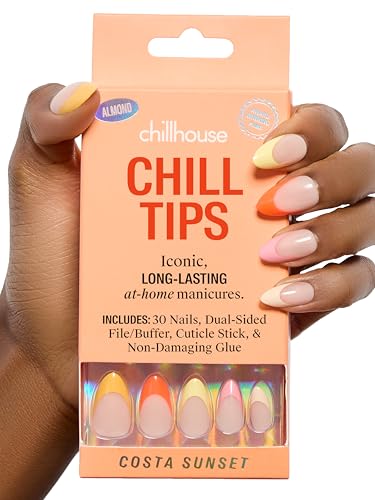 Chillhouse French Tip Press-On Nails Kit - Costa Sunset Almond