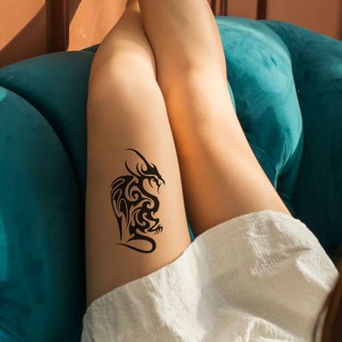 6 Sheets Black Flying Dragon Claw Totem Arm Body Art Temporary Tattoo Stickers Fake Tattoos That Look Real and Last Long
