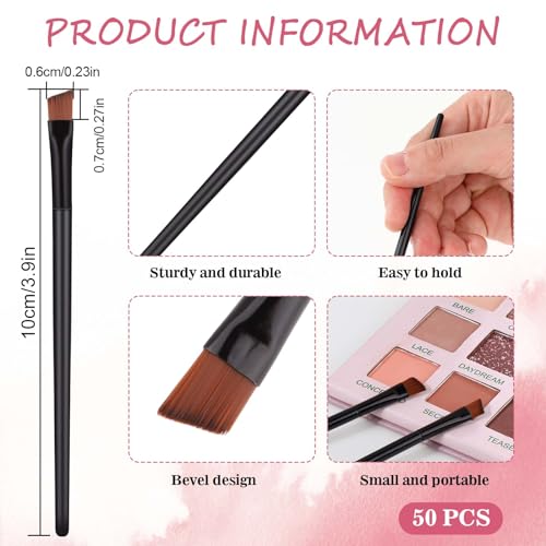50Pcs Angled Eyebrow Brush Set - Professional Flat Brow & Makeup Applicator