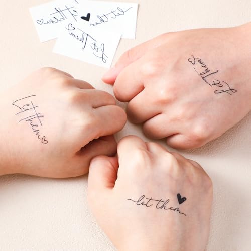 Blulu 30 Pcs Let Them Heart Temporary Tattoos Waterproof Black Letter Tattoos for Adults, Parties, Festivals, and Events(Trendy Style)