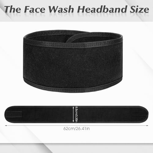 Obeoby 4 Pack Soft Water-Absorbing Spa Facial Headbands for Women, Adjustable Hair Wraps