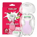 Lavender Travel Razor Kit for Women - 5-Blade, Reusable with Case & Refills