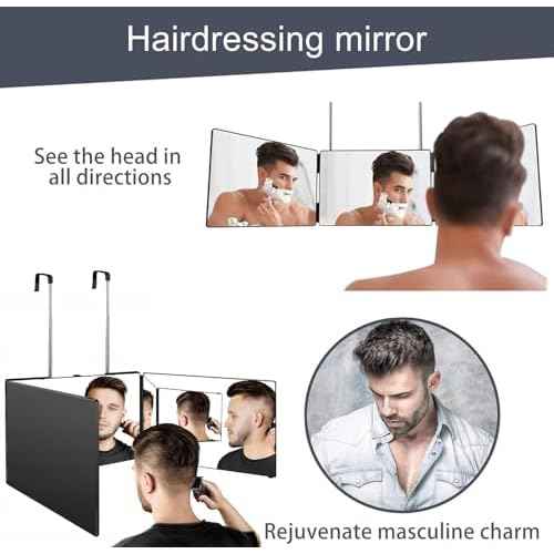 JANMPASK LED 3 Way Mirror for Self Cutting Mirror Vanity Barber Supplies Accessories 360 Makeup with Light Trifold to See Back of Head