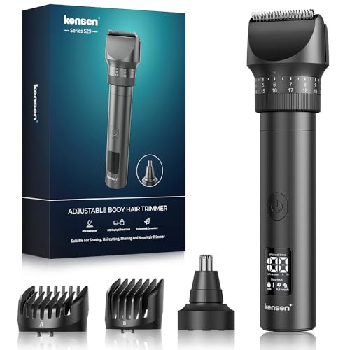 Beard Trimmer for Men - Hair Clippers with 42 Adjustable Length Settings, Professional Mens Grooming Kits Precision Trimming for Beard Facial Nose Trimmer IPX6 Waterproof LED Display Mustache Trimmer