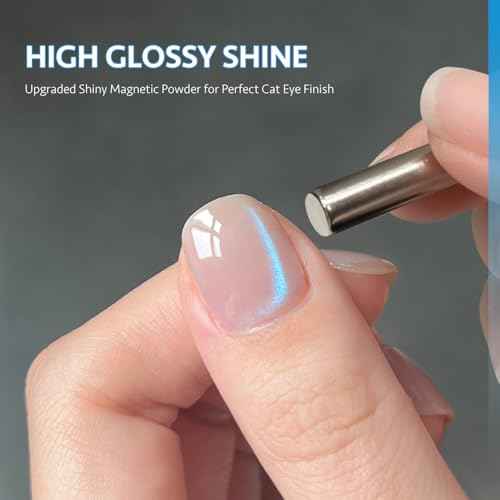 GAOY Blue Glassy Cat Eye Gel Nail Polish, 16ml Holographic Glitter Jelly Nail Polish with Magnet, Reflective Translucent UV Gel for Manicure Art DIY, 3331 Azure Aurora