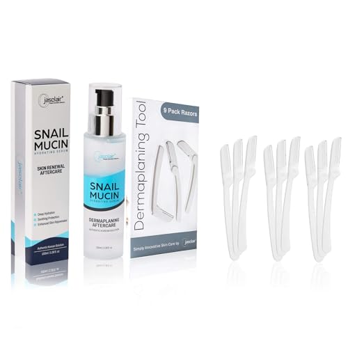 Dermaplane Kit ? Dermaplaning Tool & Post-Serum Bundle | Precision Facial Razor for Peach Fuzz & Dead Skin | Hydrating Snail Mucin Serum