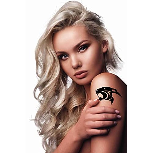 6 Sheets Temporary Tattoos Panther Tattoo Temporary Tattoo Neck Arm Chest for Women Men Adults