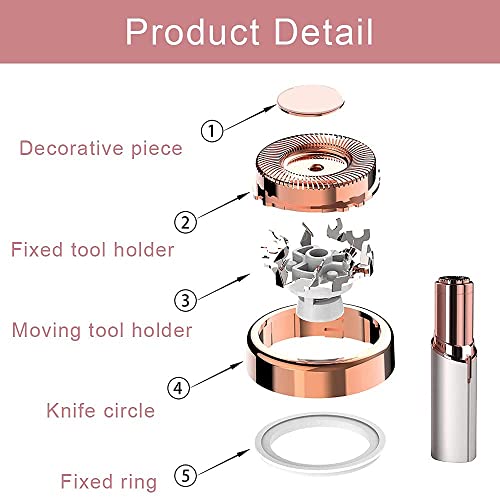 Facial Hair Remover Replacement Heads for Flawless Women, 18K Rose Gold, Compatible with GEN 1, 4-Pack