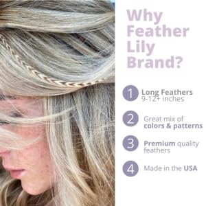 Rooster Feather Hair Extensions Kit - 20 Real Feathers