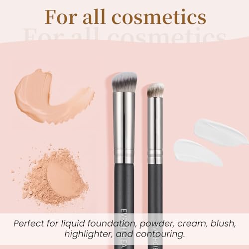 Angled Flat Concealer Brush Set - 2pcs Dense Under Eye & Contour Brushes - Variation 270+370