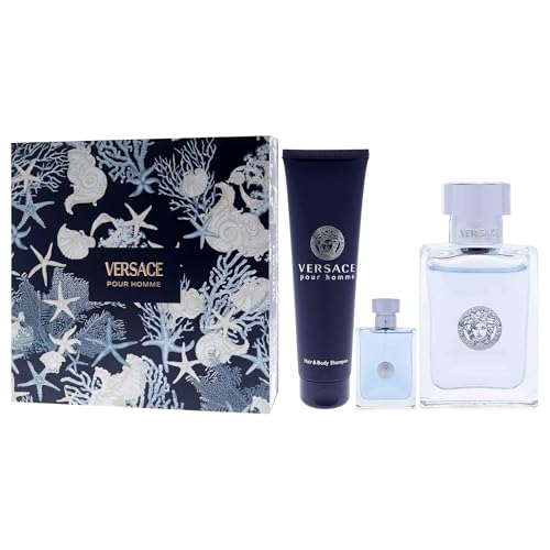 Versace Pour Homme Cologne 3-Piece Gift Set for Men - EDT & Shower Gel