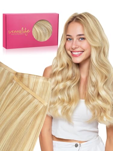 WENNALIFE 18'' Tape In Weft Hair Extensions - Light Blonde Remy Hair