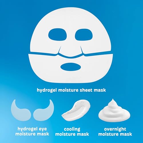 Freeman 4 Piece Moisture Mask Face Set, Hydrating Face Masks & Under Eye Mask For Puffy Eyes, Hydrogel Masks For Dry Skin, Hyaluronic Acid, Travel-Friendly, Vegan & Cruelty Free Skincare