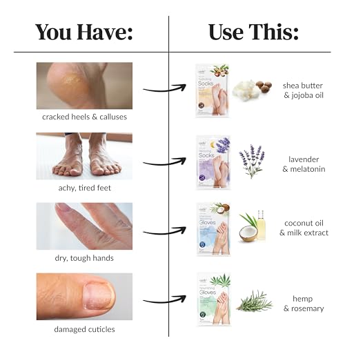 Epielle Hydrating Hand & Foot Masks - 6 Gloves & 6 Socks Spa Kit