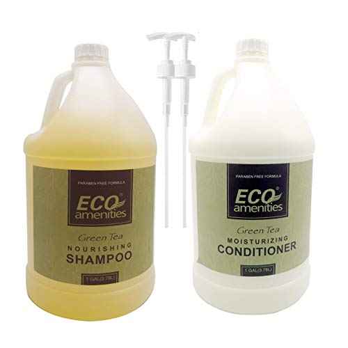 ECO Amenities Dual 1-Gallon Hair Care Set: Nourishing Shampoo and Conditioner Gallons with Pump Dispenser, Refill for Bathroom and Hotel Toiletries