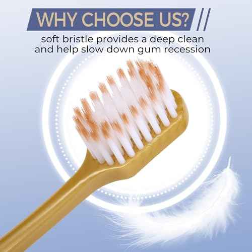 Soft Toothbrushes for Adults, Medium Manual Wider Head Tooth Brush, Good Cleaning Effect for Sensitive Teeth Oral Gum Recession (12 Pack)