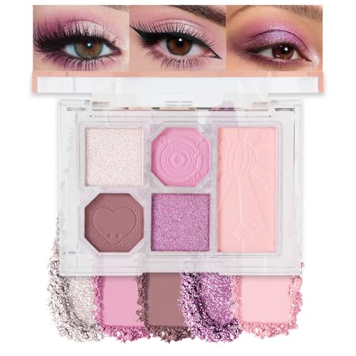 5-Color Eyeshadow Palette Matte Shimmer Duochrome, Low Saturation Velvety Blend, Day to Night Smokey Makeup, Hypoallergenic Long-Lasting Eyeshadow (#4, 1 Count (Pack of 1))