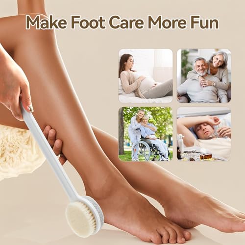 Long Handle 2-in-1 Pumice Stone & Foot Scrub Brush for Callus Removal