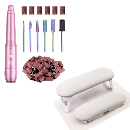 Subay Electric Nail Drill Nail Arm Rest, Foldable PU Leather Nail Hand Rest for Acrylic Nails Cushion Hand Holder